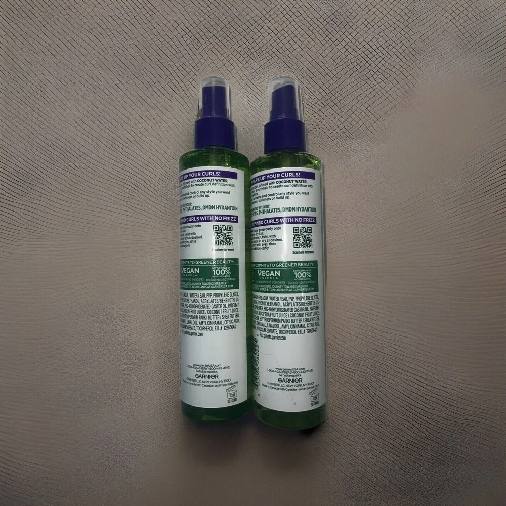 2 Pack Garnier Fructis Curl Shape Defining Spray Gel Strong‎ Hold 8.5oz Coconut